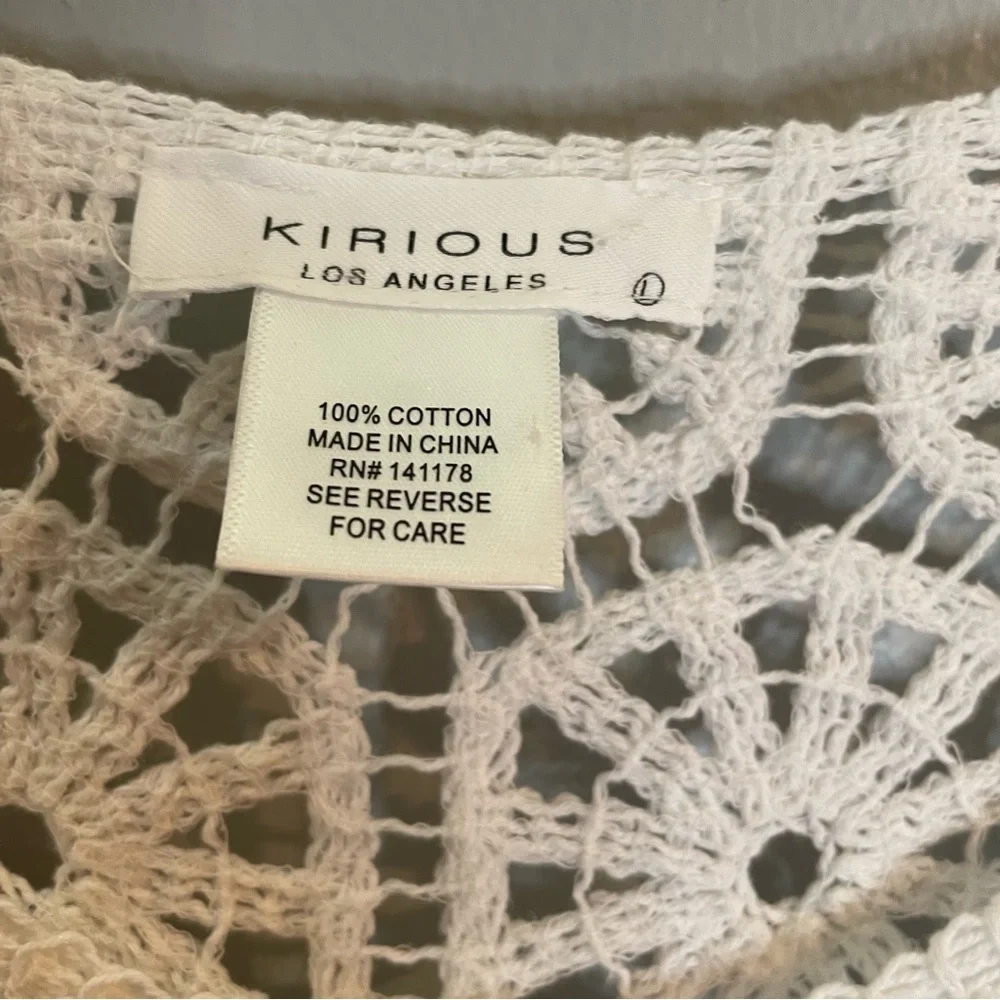 KIRIOUS Los Angeles Womens crochet Top SZ/LG NWT 100% Cotton